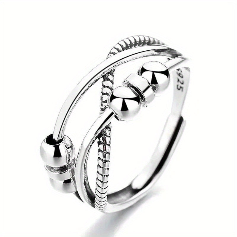 Adjustable Dainty Anxiety Ring with Bead for Stress Relief and Fidgeting