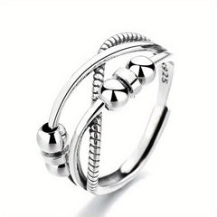 Adjustable Dainty Anxiety Ring with Bead for Stress Relief and Fidgeting