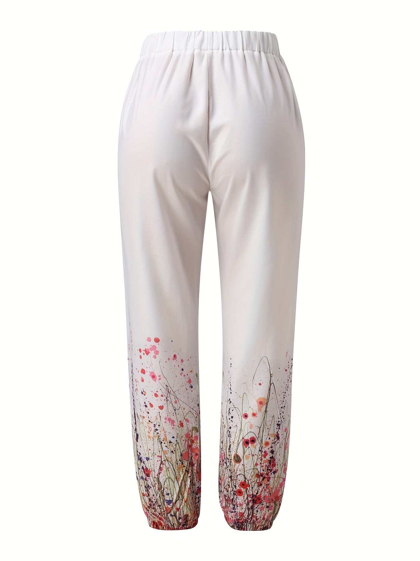 Women's Plus Floral Print High Rise Loose Trousers