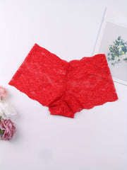 6pcs Floral Lace Boyshort Panties Soft & Comfortable Women's Lingerie