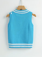 Toddler's Striped V Neck Sweater Baby's Stylish Sleeveless Vest