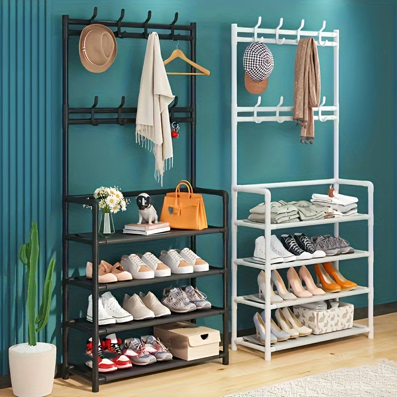 Metal Clothes Drying Rack with Shoe Storage - Space Saving Organizer