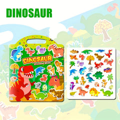 Waterproof Reusable Sticker Book for Kids - Dinosaur Animals Space Vehicles Ocea