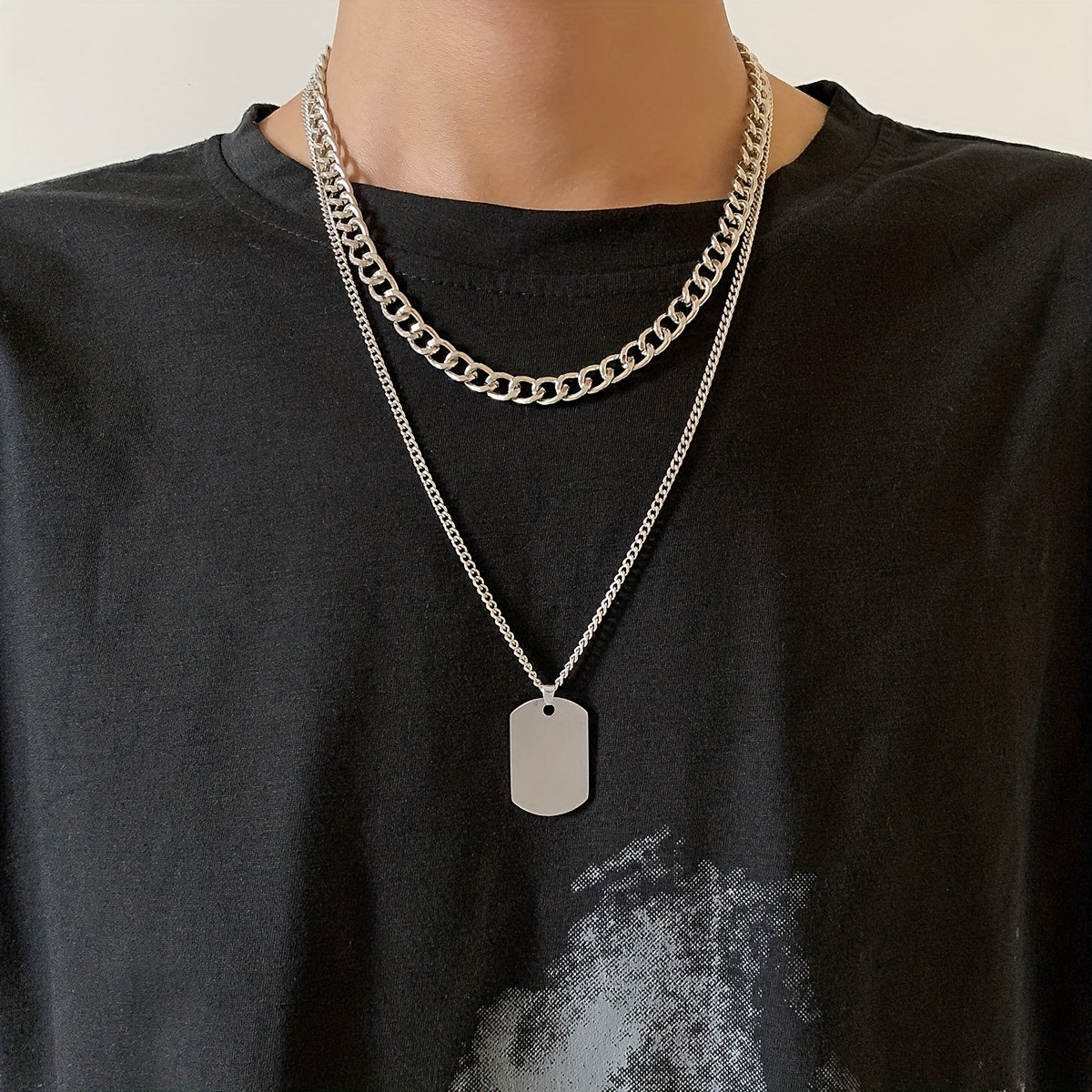 Boys Golden Chain Geometric Style Hip Hop Necklace