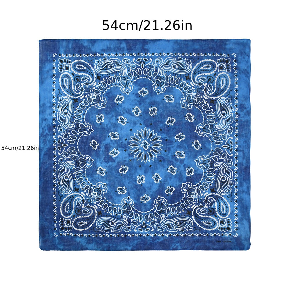 Paisley Print Tie Dye Bandana Casual Square Scarf