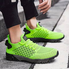 Men's Geometric Print Lace up Sneakers Breathable Mesh Outdoor Sports Shoes