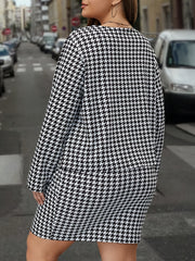  Houndstooth Cardigan & Dress Set