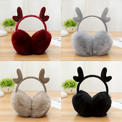 Women's Winter Plush Earmuffs with Cartoon Antlers