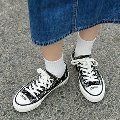 Women's Flat Canvas Lace Up Shoes Low Top Comfortable Casual Walking Shoes