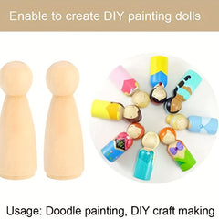 10pcs 65mm Wooden Peg Doll Bodies Unfinished People Shapes Angel Dolls DIY Craft
