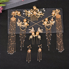 Golden Butterflies Hairpin Wedding Bride Hair Comb