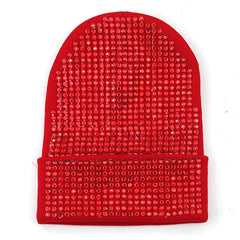 Rhinestone Knitted Hat Elastic Beanie Cap Women Hair Accessories