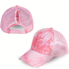 Tie Dye Ponytail Baseball Cap Mesh Trucker Hat Hip Hop Dad Hats Summer Sun Cap