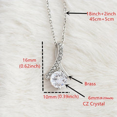 Water Drop Zirconia Necklace with Text Gift Card