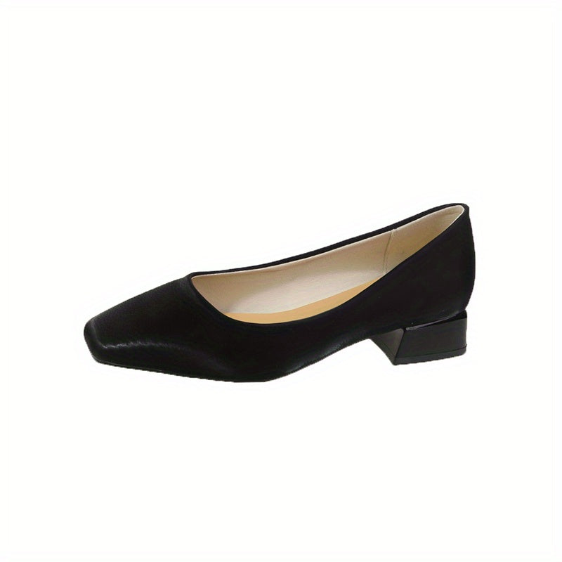 Women's Low Heel Square Toe Slip On Shoes