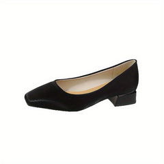Women's Low Heel Square Toe Slip On Shoes