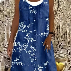  Casual Dress Women's Floral Print Round Neck Tank Dress