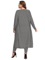  Houndstooth Print Cardigan & Skinny Pants Set