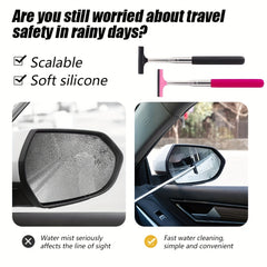 Car Rearview Mirror Wiper Long Handle Cleaning Tool 38.5in