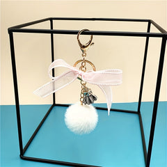 Bow Plush Ball Bag Pendant Key Chain Car Key Chain
