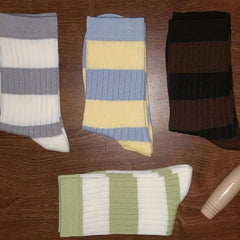 Colorblock Striped Socks Comfy & Breathable Women's Stockings & Hosiery