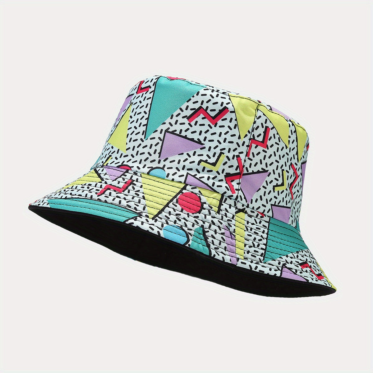 Geometric Print Double Sided Bucket Hat Outdoor Sun Hat