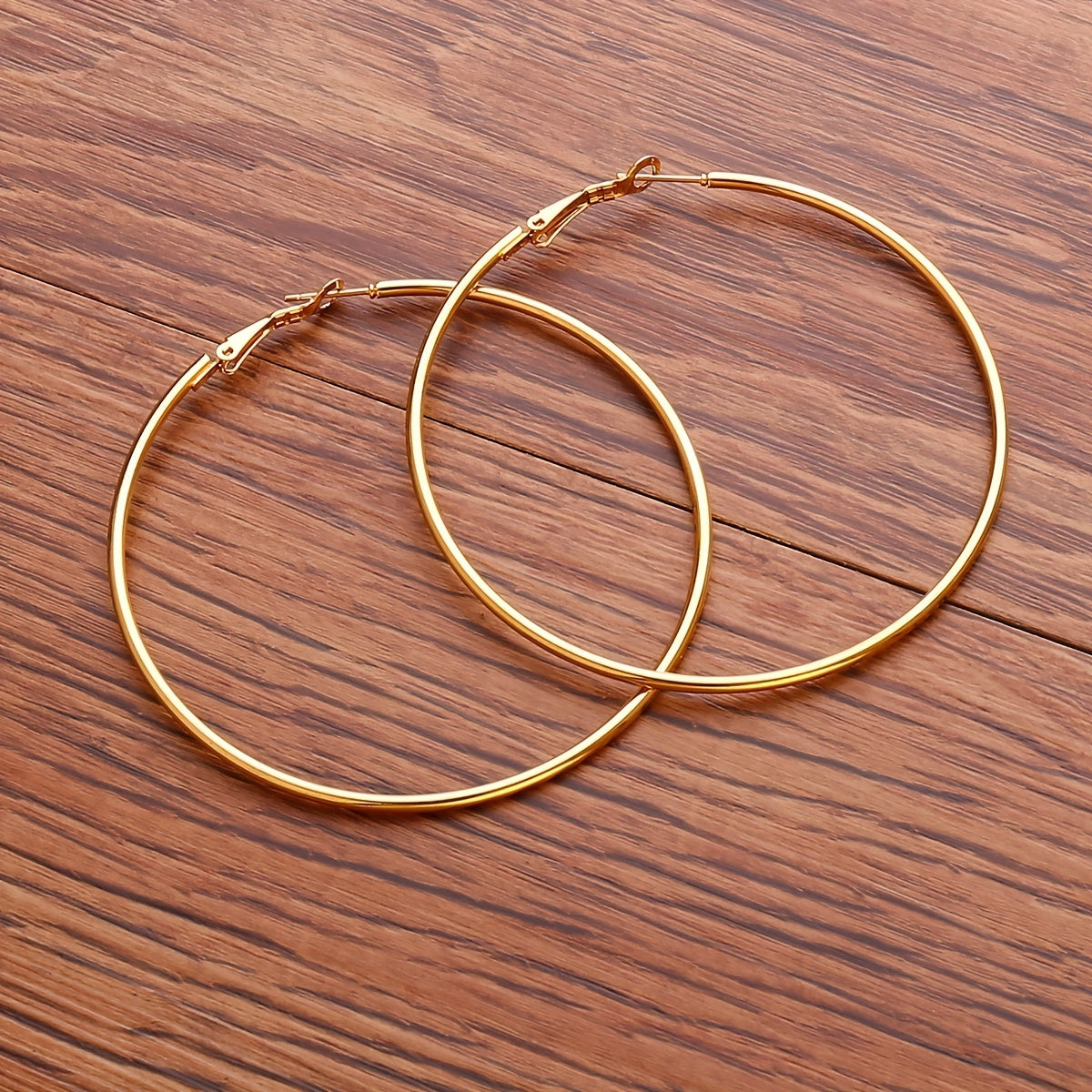 Golden Silvery Hoop Earrings Minimalist Stainless Steel 14K Plated