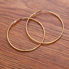 Golden Silvery Hoop Earrings Minimalist Stainless Steel 14K Plated