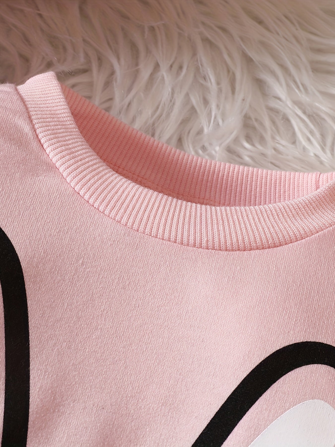 Casual Rabbit Print Little Girls 2pcs Set Long Sleeve Top Trousers