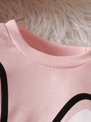 Casual Rabbit Print Little Girls 2pcs Set Long Sleeve Top Trousers
