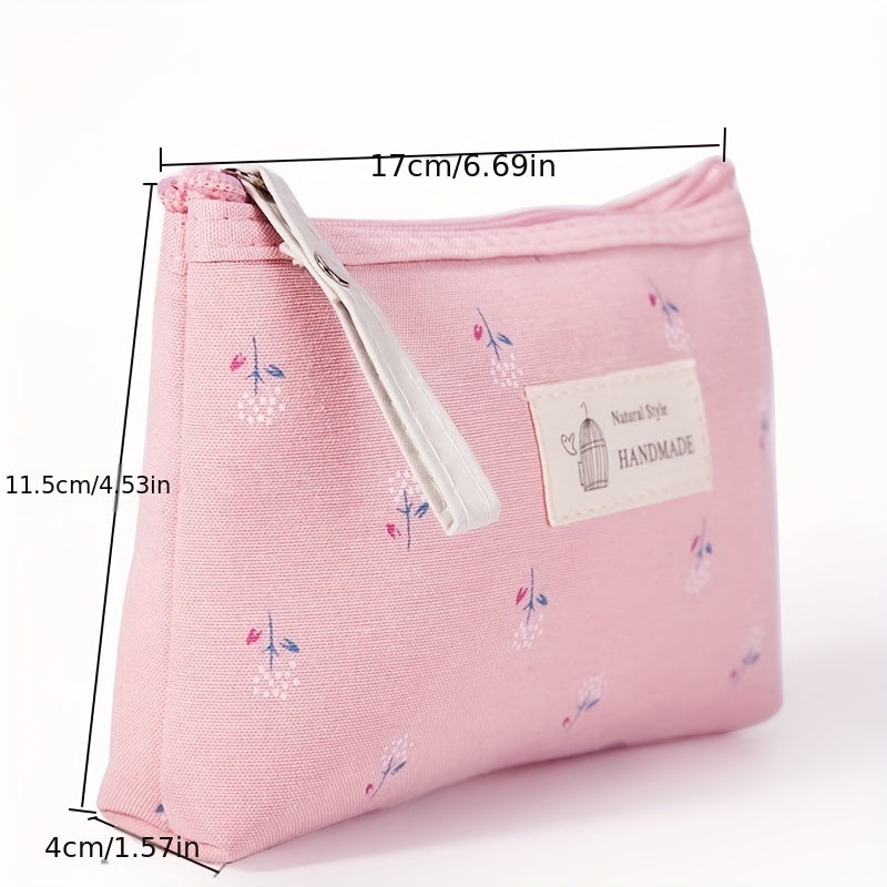 Waterproof Printed Canvas Makeup Bag Small Zipper Wash Bag
