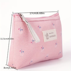 Waterproof Printed Canvas Makeup Bag Small Zipper Wash Bag