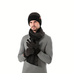 Jacquard Touch Screen Gloves Beanie Hat Scarf Set