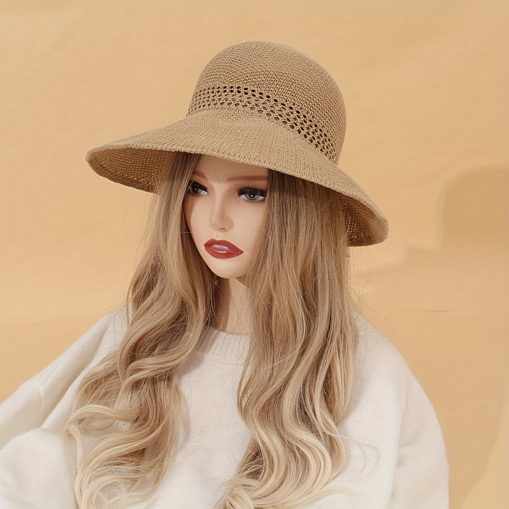Hollow Out Bucket Hat UV Protection Sun Hat Lightweight Casual Beach Hats