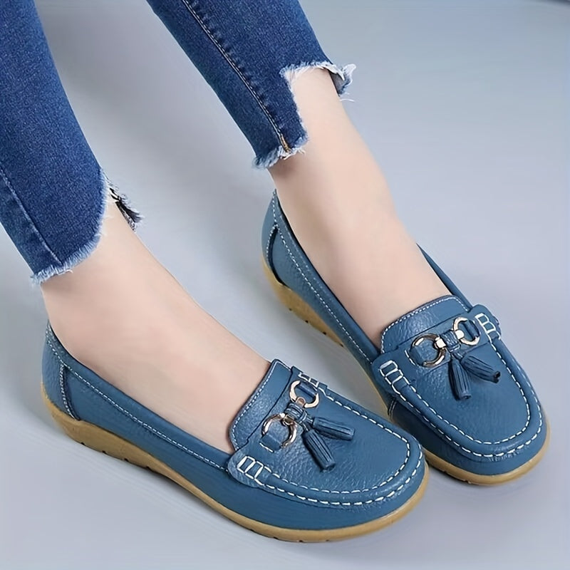 Women's Low Wedge Loafers Metal Decor Non Slip Shoes