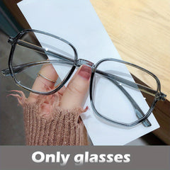 Large Polygon Eyeglass Frame Light Blocking Glasses Clear Lens
