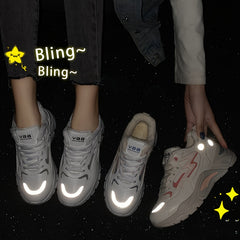 Women's Chunky Sneakers Block Faux Leather Casual Wear Resistance