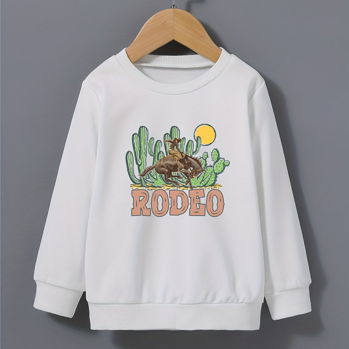 Cactus & Cowboy Kid's Sweatshirt RODEO Print Long Sleeve Top