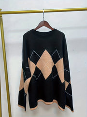  Argyle Pattern Round Neck Sweater Women's