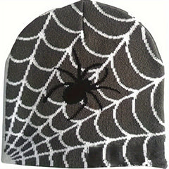 Hip Hop Spider Jacquard Beanie Gothic Unisex Skull Cap Y2K