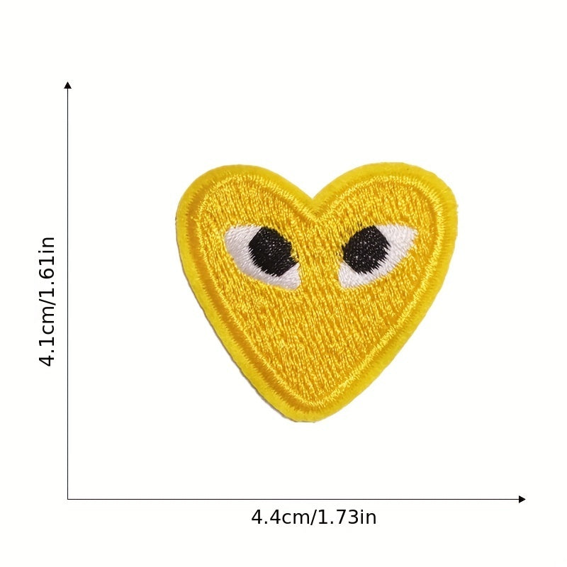 14pcs Colorful Heart Iron On Patches Sew On Embroidered Applique
