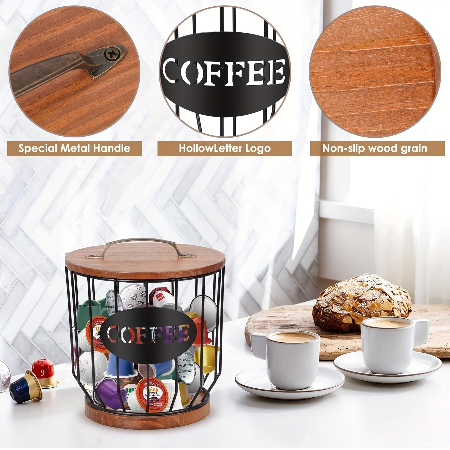 Rustic Coffee Filter Holder With Lid - Coffee Filter Storage Container Basket