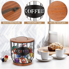 Rustic Coffee Filter Holder With Lid - Coffee Filter Storage Container Basket
