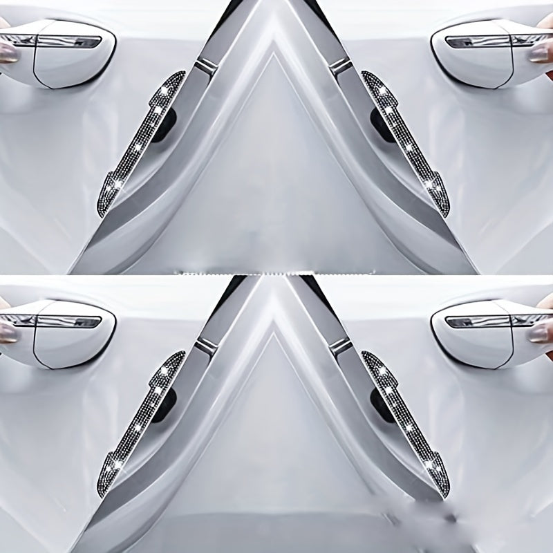 4Pcs Bling Car Door Sticker Scratch Resistant Protector Strip Handle Guard Film