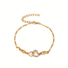 Double Heart Necklace Earrings Bracelet Set Romantic