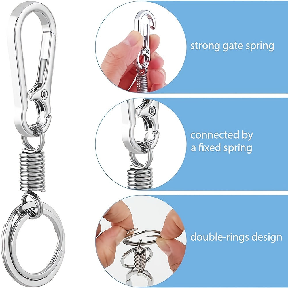 2pcs Spring Keychain Clip Metal Retractable Key Holder Hook for Bag