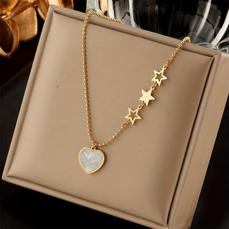 Stainless Steel Necklace Star Heart Pendant