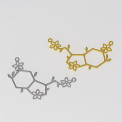Serotonin Molecule Flower Charm Pendant Stainless Steel