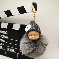 Cute Wool Hat Doll Plush Key Chain Car Pendant