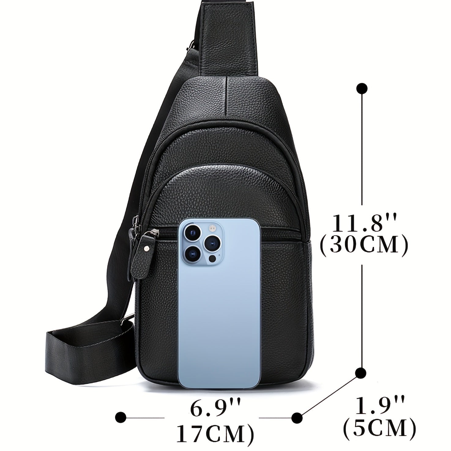 Men's High Leather Chest Bag for Mobile Phone